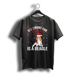 All I Want For Christmas Is A Beagle Santa Hat Snowflakes T-Shirt