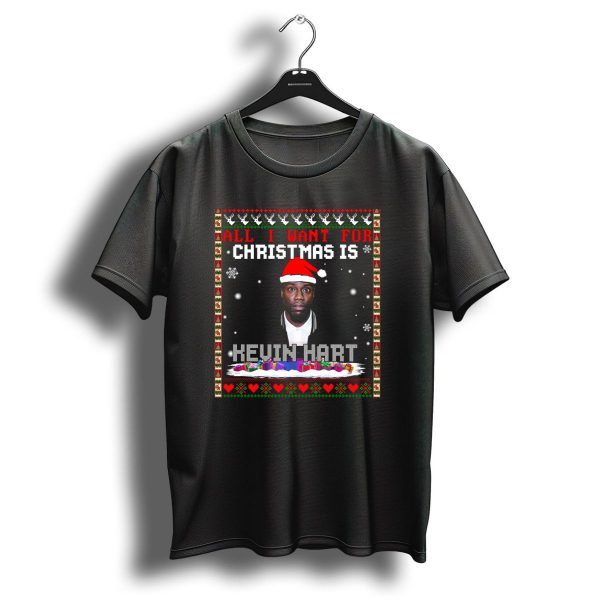 All I Want For Christmas Is Kevin Hart Santa Hat Holiday T Shirt 1 t shirt 1