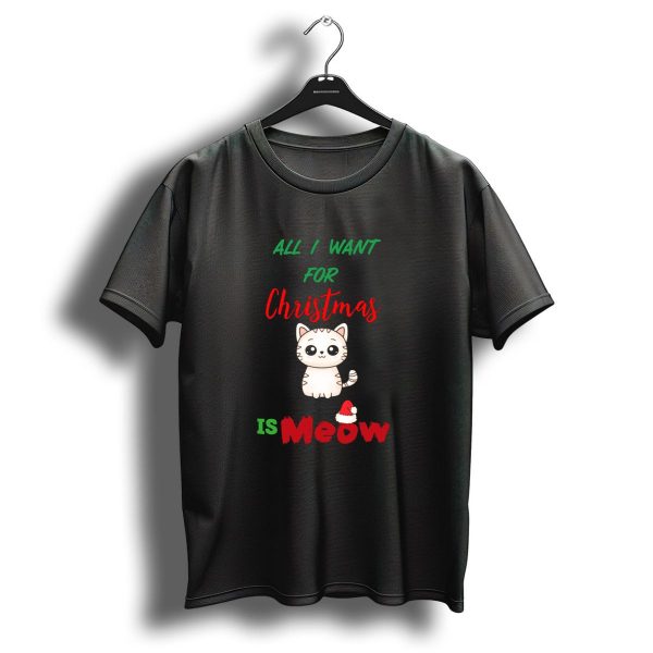 All I Want For Christmas Is Meow Cat Kitty Kitten With Santa Hat T Shirt 1 t shirt 1