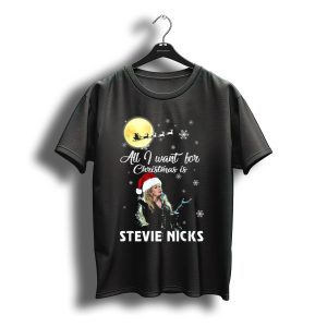 All I Want For Christmas Is Stevie Nicks Moon Santa Sleigh Snowflakes T-Shirt
