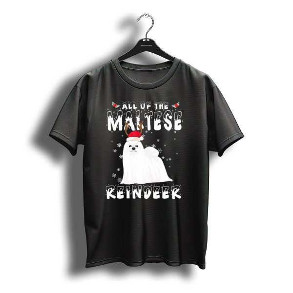 All Of The Maltese Reindeer Christmas Snowflakes Santa Hat T Shirt t shirt 1
