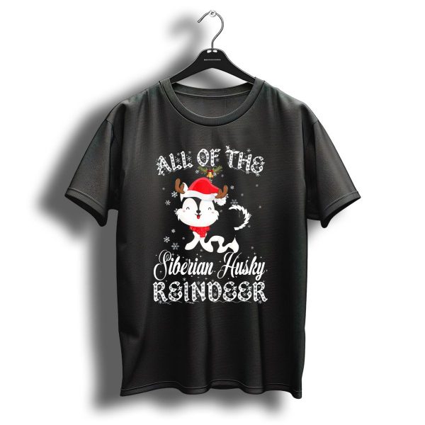 All Of The Siberian Husky Reindeer Christmas Santa Hat Snowflakes T Shirt 1 t shirt 1