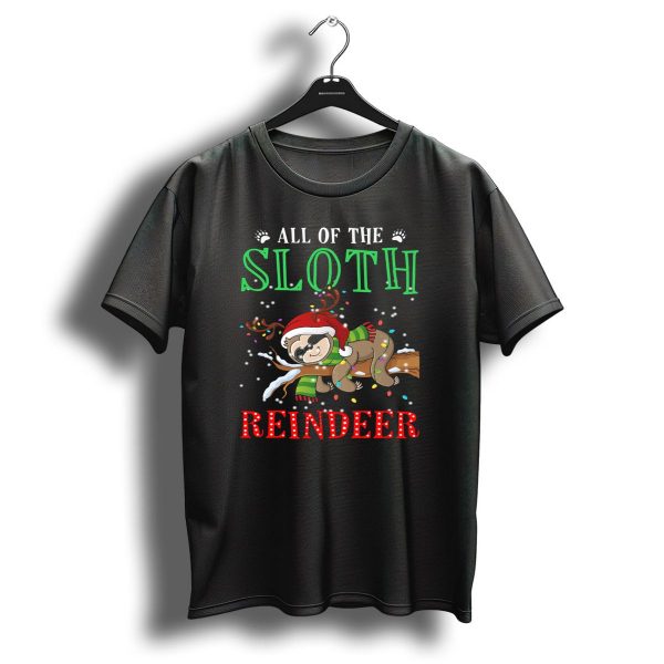 All Of The Sloth Reindeer Christmas Lights Holiday Pajama T Shirt 1 t shirt 1