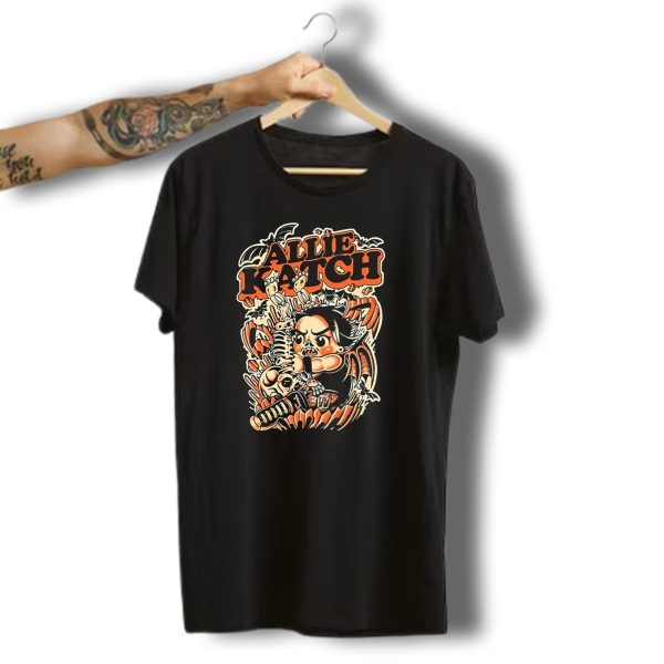Allie Katch Halloween Horror Theme With Bats And Skeleton T Shirt t shirt 1