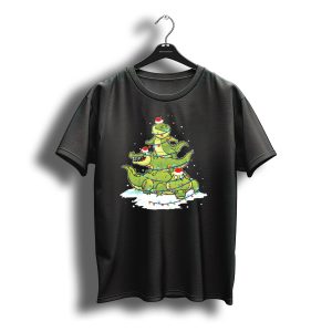 Alligator Santa Christmas Light Tree Festive Holiday Scene T-Shirt