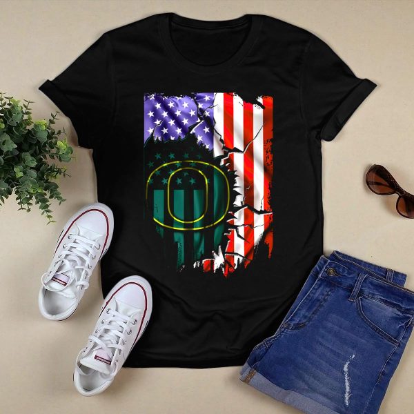 American Flag Oregon Ducks T Shirt 1