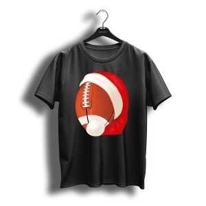 American Football Santa Hat Christmas T-Shirt