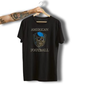 American Football Skeleton Helmet Halloween Cemetery T-Shirt
