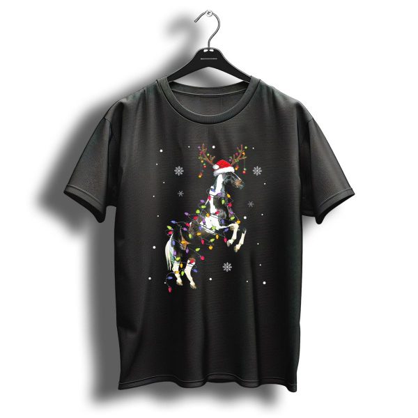 American Paint Horse Reindeer With Santa Hat And Christmas Lights T Shirt 1 t shirt 1