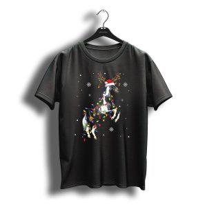 American Paint Horse Reindeer With Santa Hat And Christmas Lights T-Shirt