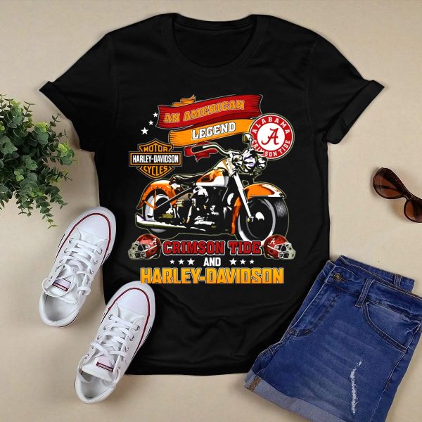 An American Legend Alabama Crimson Tide HD Motorcycles T Shirt Style 1 Black 1