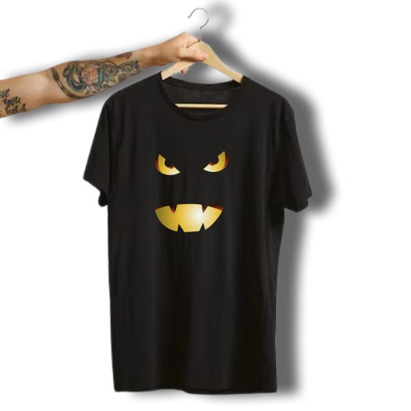 Angry Pumpkin Face Halloween Glow Eyes And Mouth T Shirt t shirt 1