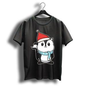 Animal Kid Skunk Christmas Winter Santa Hat Scarf T Shirt