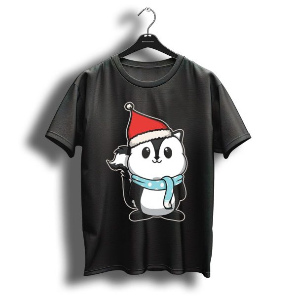 Animal Kid Skunk Christmas Winter Santa Hat Scarf T Shirt 1 t shirt 1