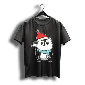 Animal Kid Skunk Christmas Winter Santa Hat Scarf T-Shirt