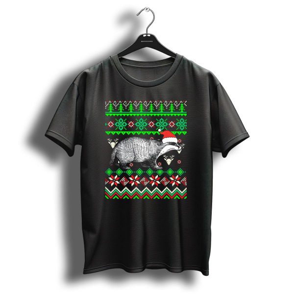 Animal Ugly Christmas Honey Badger Santa Hat T Shirt 1 t shirt 1