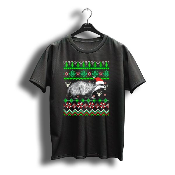 Animal Ugly Christmas Honey Badger Santa Hat T Shirt t shirt 1