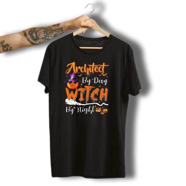Architect By Day Witch By Night Halloween Pumpkin Broomstick T Shirt t shirt 1