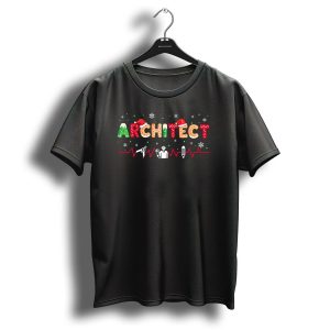 Architect Santa Hat Christmas Snowflakes Heartbeat Icons T Shirt