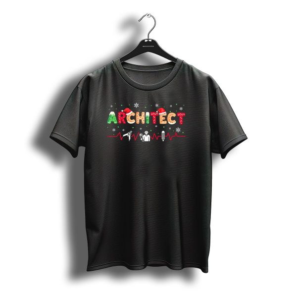 Architect Santa Hat Christmas Snowflakes Heartbeat Icons T Shirt t shirt 1
