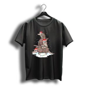 Armadillo Santa Christmas Light Tree Stack T-Shirt