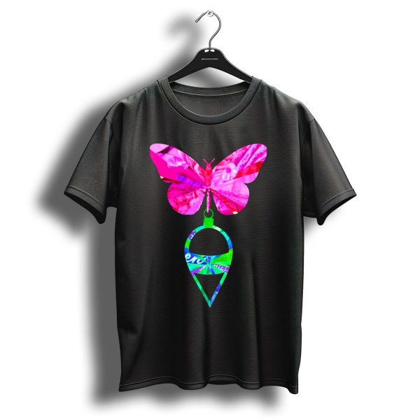 Artts Butterfly Christmas Ornament Pinkz Neon Green Abstract T Shirt 1 t shirt 1