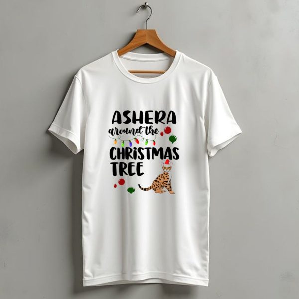 Ashera Around The Christmas Tree Festive Cat With Ornaments And Lights T Shirt 1 t shirt 1