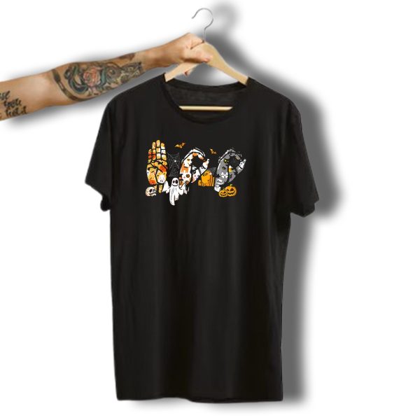 Asl Boo Ghosts Pumpkins Spiders Halloween Fun T Shirt t shirt 1
