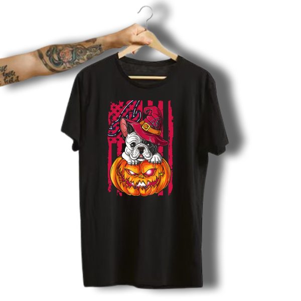 Atlanta Braves Halloween Bulldog Pumpkin T Shirt t shirt 1
