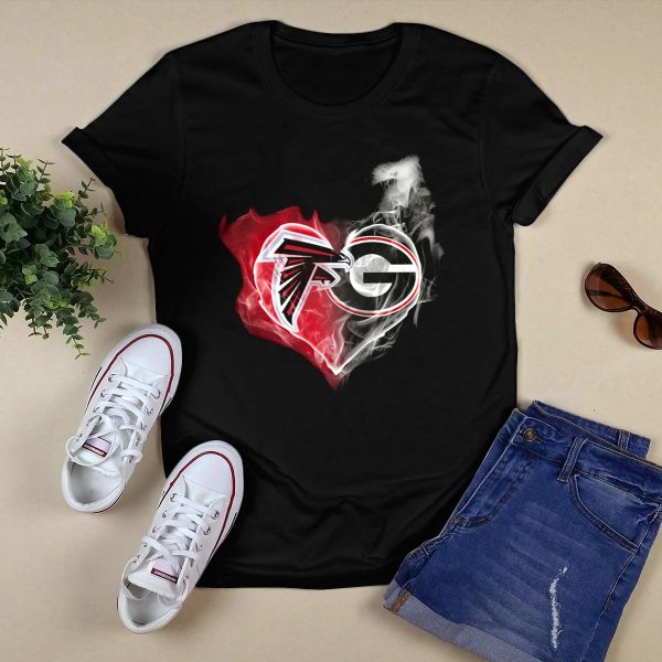 Atlanta Falcons Georgia Bulldogs Heart Smoke T Shirt 1