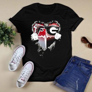 Atlanta Falcons Georgia Bulldogs Heart Torn T Shirt