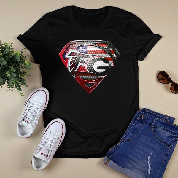Atlanta Falcons Georgia Bulldogs Superman American Flag T Shirt 1