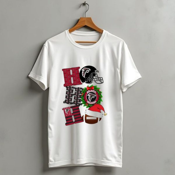 Atlanta Falcons Ho Ho Ho Merry Christmas Football Helmet Wreath Santa Hat T Shirt 1 t shirt 1