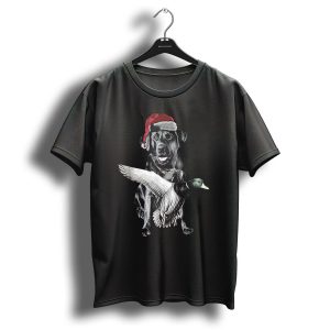 Ats Miya Christmas Dog With Santa Hat And Flying Duck T-Shirt