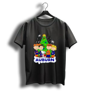Auburn Tigers Peanuts Characters Christmas Tree Snoopy Charlie Brown Woodstock T Shirt