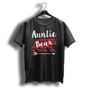 Auntie Bear Red Plaid Bear Christmas T Shirt