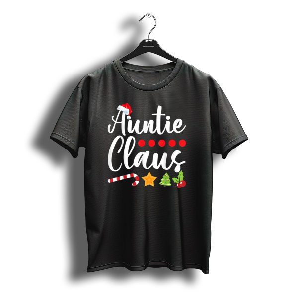 Auntie Claus Christmas Santa Hat Candy Cane And Tree Theme For Aunts T Shirt t shirt 1