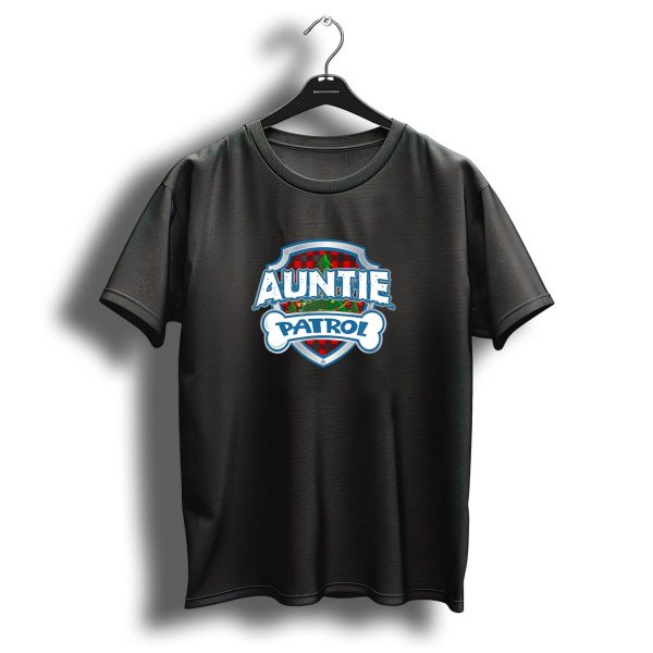 Auntie Patrol Christmas Holiday Dog Plaid Shield Bone T Shirt 1 t shirt 1