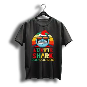 Auntie Shark Christmas Doo Doo Doo Santa Hat T-Shirt