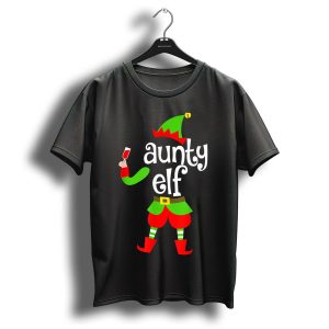 Aunty Elf Christmas Wine Lover Holiday T Shirt