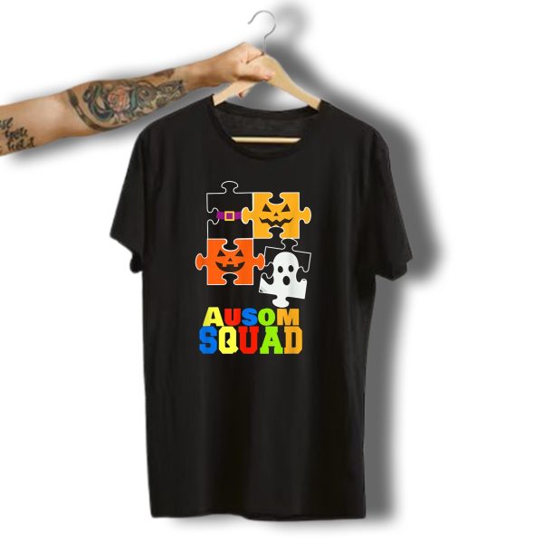 Ausome Squad Puzzle Ghost Pumpkin Halloween Group Matching Teacher T Shirt t shirt 1