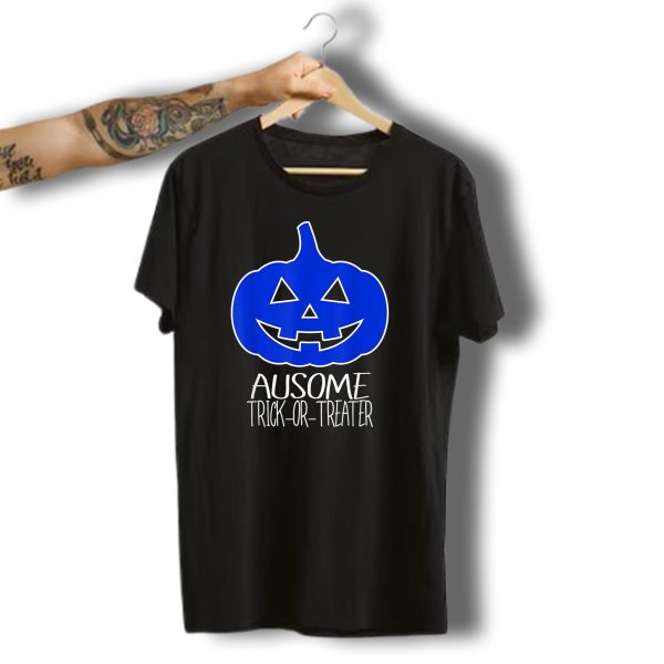 Ausome Trick Or Treater Blue Pumpkin Autism Awareness Halloween T Shirt t shirt 1