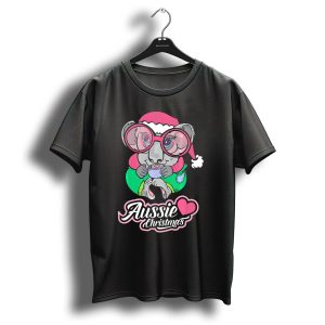 Aussie Christmas Koala With Heart And Festive Glasses T Shirt