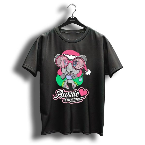 Aussie Christmas Koala With Heart And Festive Glasses T Shirt 1 t shirt 1