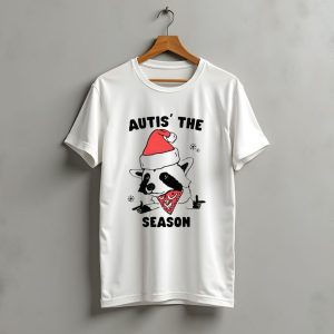 Autis' The Season Santa Raccoon Christmas Holiday Festive T-Shirt