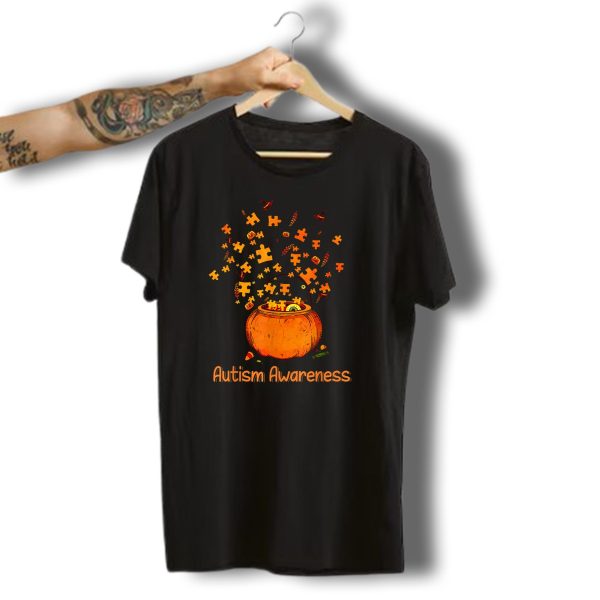 Autism Awareness Halloween Pumpkin Puzzle Pieces T Shirt t shirt 1