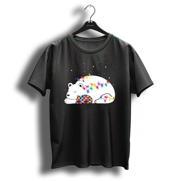 Autism Awareness Mama Bear Christmas Lights Puzzle T Shirt 1 t shirt 1