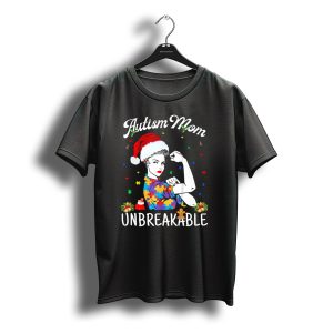 Autism Mom Unbreakable Santa Christmas Pride Puzzle Pieces T-Shirt