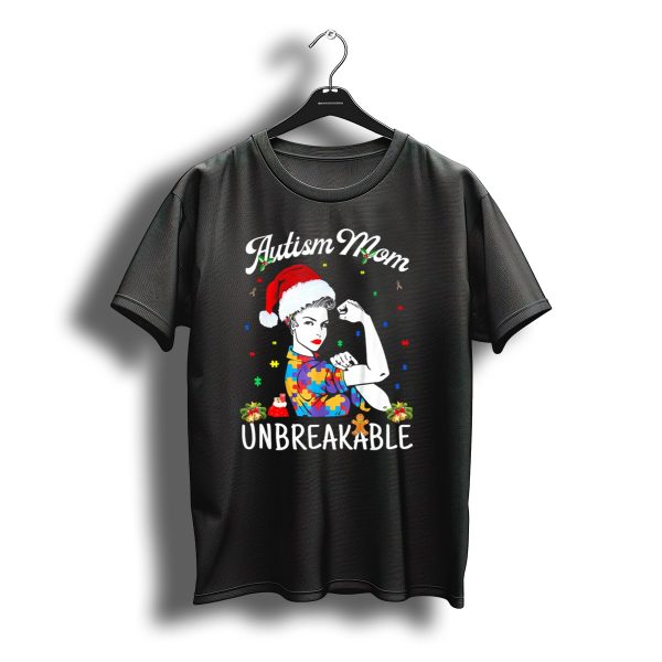 Autism Mom Unbreakable Santa Christmas Pride Puzzle Pieces T Shirt t shirt 1
