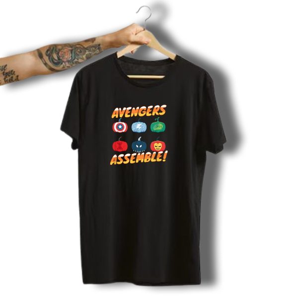 Avengers Assemble Halloween Pumpkin Heroes Icons T Shirt t shirt 1